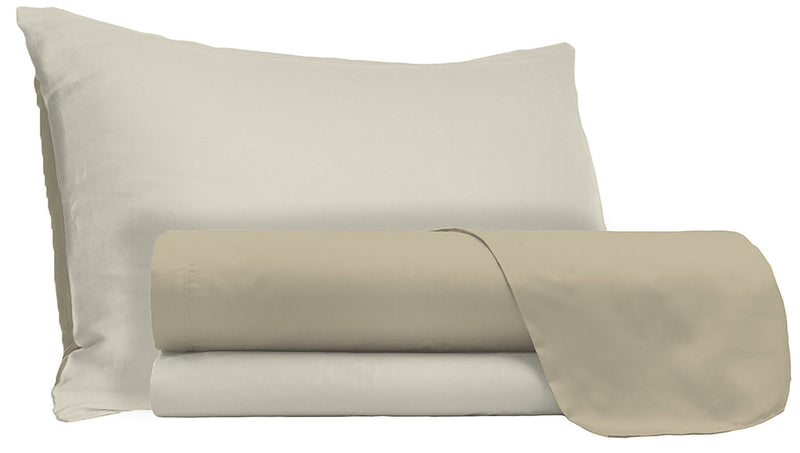 Set Lenzuola Sopra Sotto e Federe Doubleface Tortora\/Panna