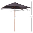 Ombrellone da Giardino 2x1,5 m Palo Ø38 mm in Legno e Poliestere Grigio Scuro