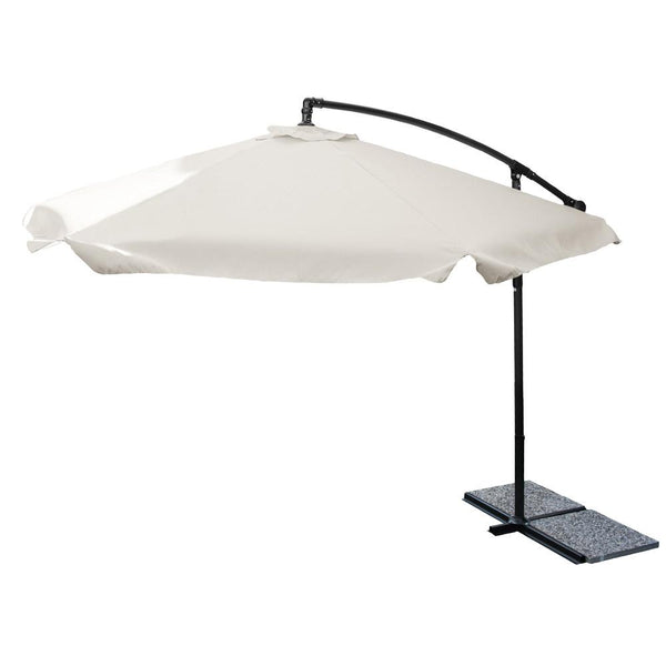 Ø3m dezentraler Gartenschirm aus stahlbeigem Tuch mit Klappe acquista