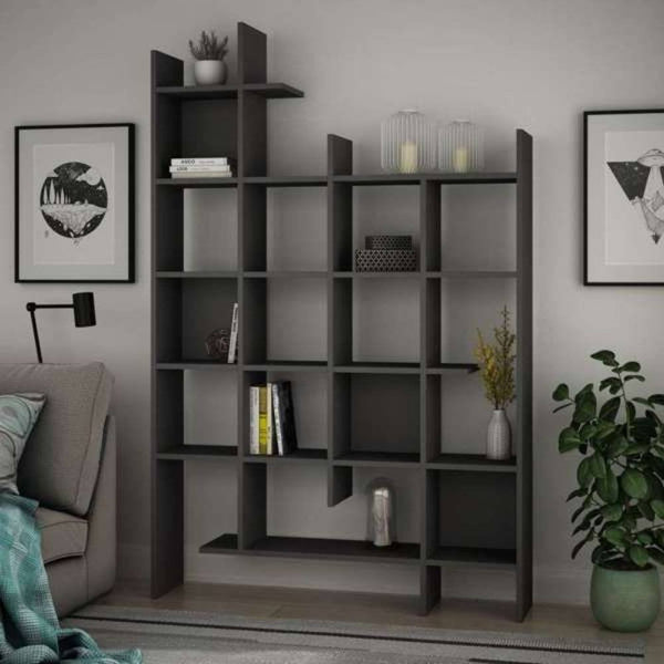 Libreria 6 Ripiani 122x25,5x188 cm in MDF Manco Antracite online