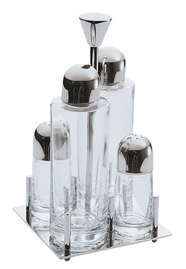 acquista Menage Set Öl Essig Salz und Pfeffer in Glas und Stahl Eme Emy