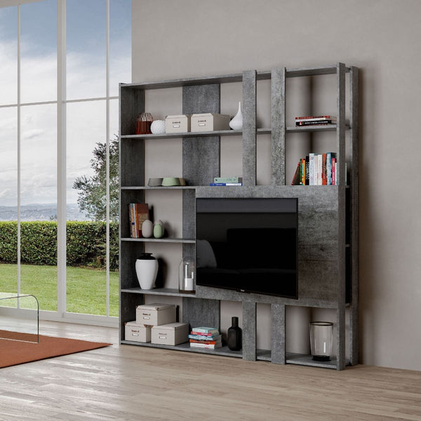 sconto Libreria Moderna 5 Ripiani con Pannello per TV 178x36x204 cm in nobilitato Grigio