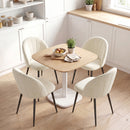 Set di 2 Sedie Sala da Pranzo 52x55x79 cm con Schienale a Conchiglia e Gambe in Metallo Rivestite in Velluto Crema      