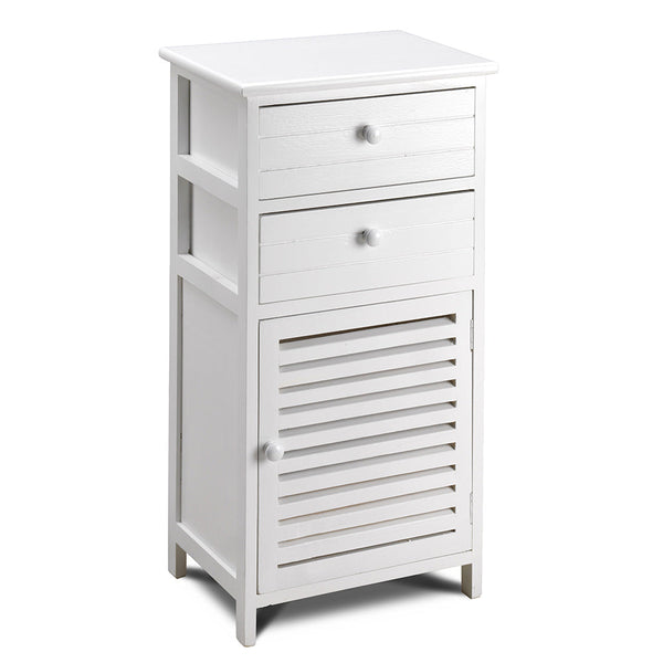 sconto Kommode mit 2 Schubladen und 1 Tür aus Paulownia-Holz Fadi White