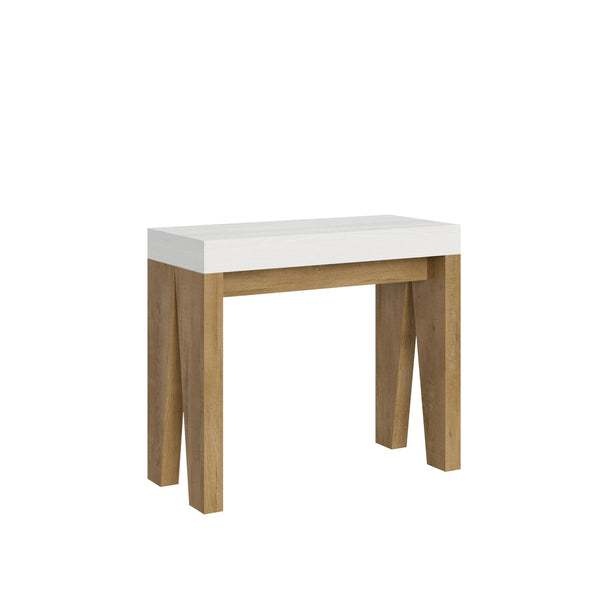 Consolle Allungabile 90-196x40x77 cm in Nobilitato Bianco e Marrone prezzo