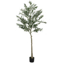 Pianta Artificiale di Olivo Alta 180 cm con 900 Foglie e 40 Olive Vaso Incluso Nero   