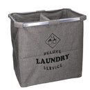 Cesto Portabiancheria in tessuto sacco grigio doppio pieghevole cm 54x34.5xh50.5