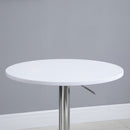 Tavolino da Bar Ø60x69-93 cm in Metallo e MDF Bianco