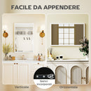 Specchio da Parete Rettangolare 40x60 cm con Ganci in Vetro e MDF Bianco      