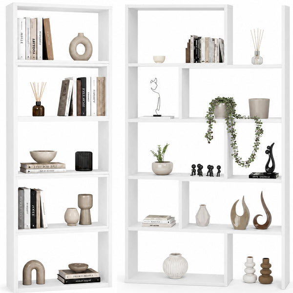 prezzo Libreria Modulare Apribile 72x22x200 cm Scaffale Libri Componibile in Legno Bianco