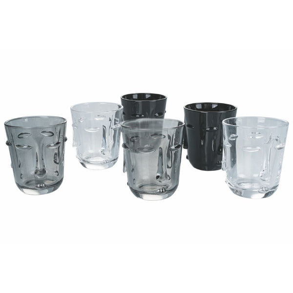 Set mit 6 Vis à Vis Stones Wassergläsern in Villa d'Este Home Tivoli transparentes graues schwarzes Glas online
