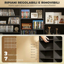 Mobile Porta CD a 8 Livelli 145x24x126,3 cm con 18 Ripiani Regolabili e 24 Scomparti per 1032 CD o 594 DVD in Truciolato Nero      