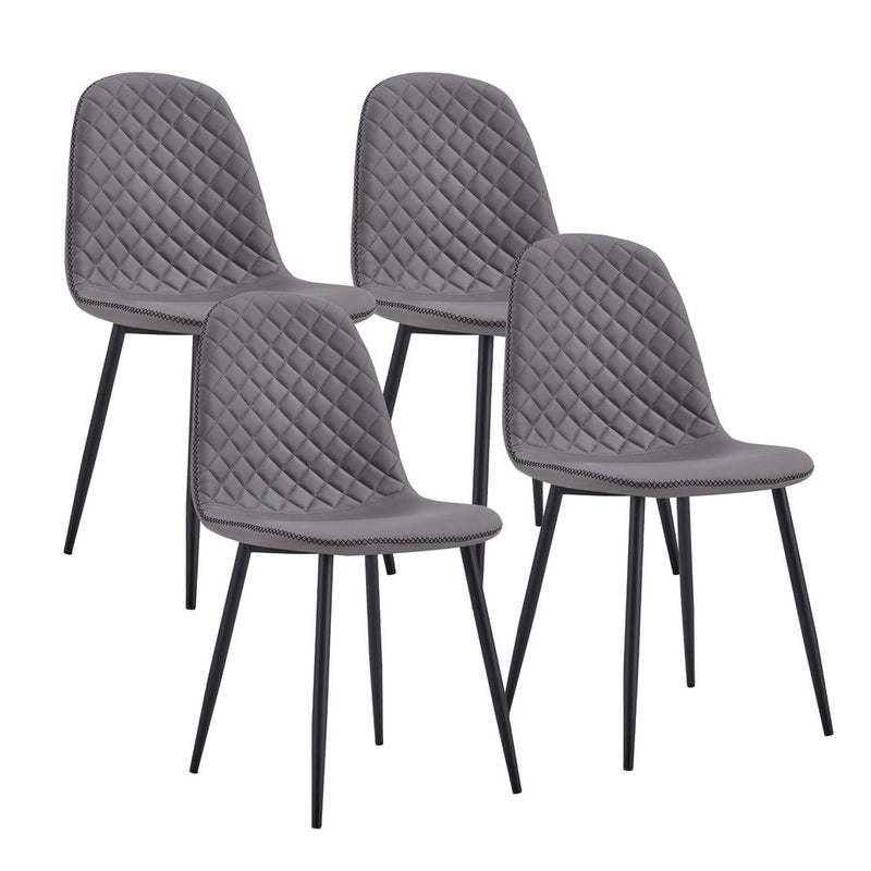 Set 4 Sedie 43x42x86 cm in Similpelle Trapuntata Bella Grigia