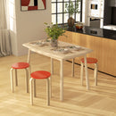 Set 4 Sgabelli Impilabili Rotondi in Legno 40x54 cm Rosso e Legno 