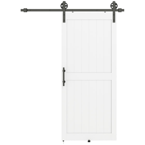 prezzo Porta Scorrevole in Stile Country con Binario 91,5x 213,4A cm in Legno e Acciaio Bianco e Nero