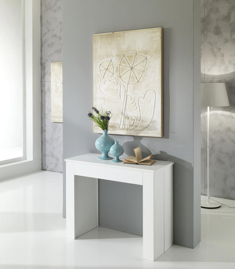 Consolle Tavolo Allungabile in Legno e Melamina 42/302x95x76cm TFT  Sky Bianco Cenere