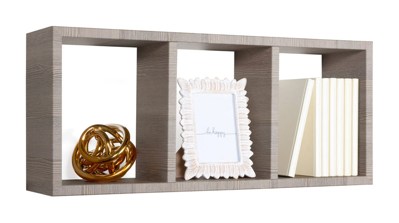 Mensola Rettangolare 3 Scomparti da Parete 70x30x15.5 cm in Fibra di Legno Tristano Rovere Moka