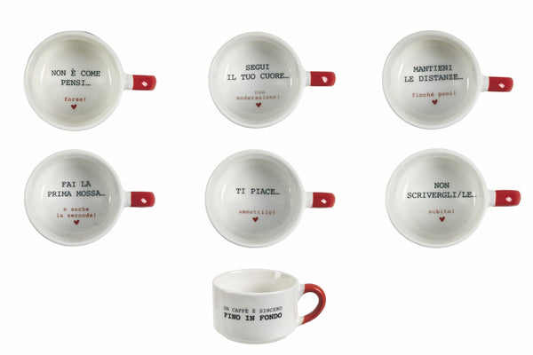 prezzo Set mit 12 Kaffeetassen aus Porzellan 90 ml Villa d'Este Home Tivoli Caffeomanzia Love Cynical Mood