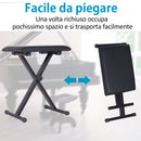 Panca Sgabello per Pianoforte Imbottita Pieghevole con Altezza Regolabile Nero 39x29x51 cm 