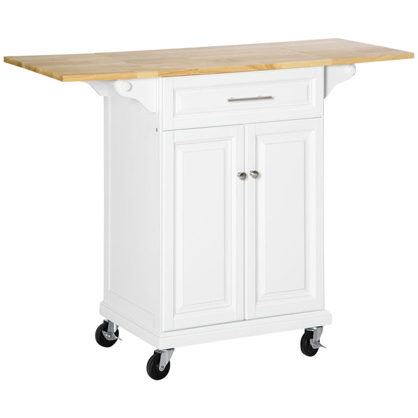 sconto Erweiterbarer Küchenwagen 1 Schublade 2 Türen 119,6 x 45,7 x 91,2 cm mit Rollen Weiß