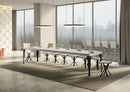  Tavolo Allungabile 130-390x90x77 cm Paxon Premium Bianco Frassino Telaio Antracite