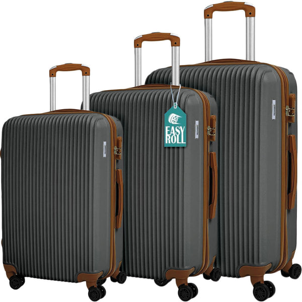 sconto Set 3 Valigie Trolley Rigide da Viaggio Easy Roll Serratura con Codice in ABS Grigio