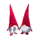 Set di 2 Elfi con Stelline H38 cm in Tessuto Rosso/Grigio