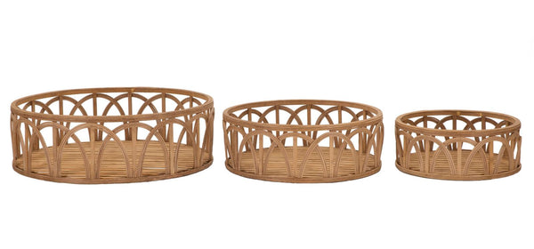 Set 3 Svuota Tasche Fuji Ø 50x16-40x14-30x12 cm in Rattan sconto