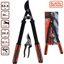 Set 2 Troncarami Cesoie da Potatura e da Giardino in Acciaio e Manico Ergonomico Black & Decker