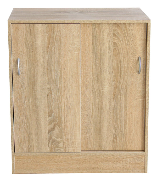 online Schrank 2 Schiebetüren 3 Einlegeböden 60x30x71 cm in Spanplatte Eiche