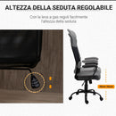 Sedia Poltrona Direzionale da Ufficio 58x61,5x117-125 cm in Tessuto Grigio
