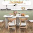 Tavolo Pieghevole da Pranzo 163x80x75 cm con 2 Ribalte Ovale in Legno Bianco  