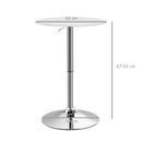 Tavolo da Bar Rotondo Ø63x67-93cm Piano Girevole 360° con Struttura in Metallo Bianco      