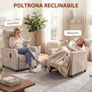Poltrona Massaggiante 69x93x104 cm Reclinabile a 160° con Poggiapiedi e Telecomando Effetto Lino Bianco Crema      