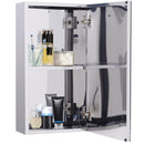 Specchiera Bagno 55x14x30 cm 1 Anta 2 Ripiani in Acciaio 