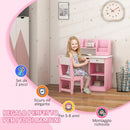 Tavolo Scrivania per Bambini 5-8 Anni 90x45x90 cm con Sedia Scaffale Mensola Estraibile e Cassetto in MDF Rosa      