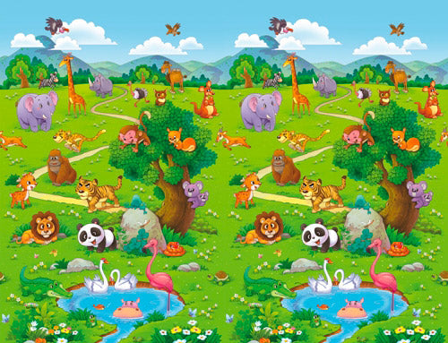 Tappeto Extramorbido per Bambini 200x150 cm Arrotolabile Doppia Grafica Multicolore