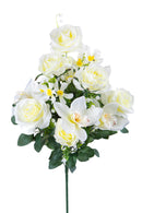 Set 2 Bouquet Artificiale Composto da 14 Fiori Artificiali di Rose e Orchidee Altezza 56 cm 