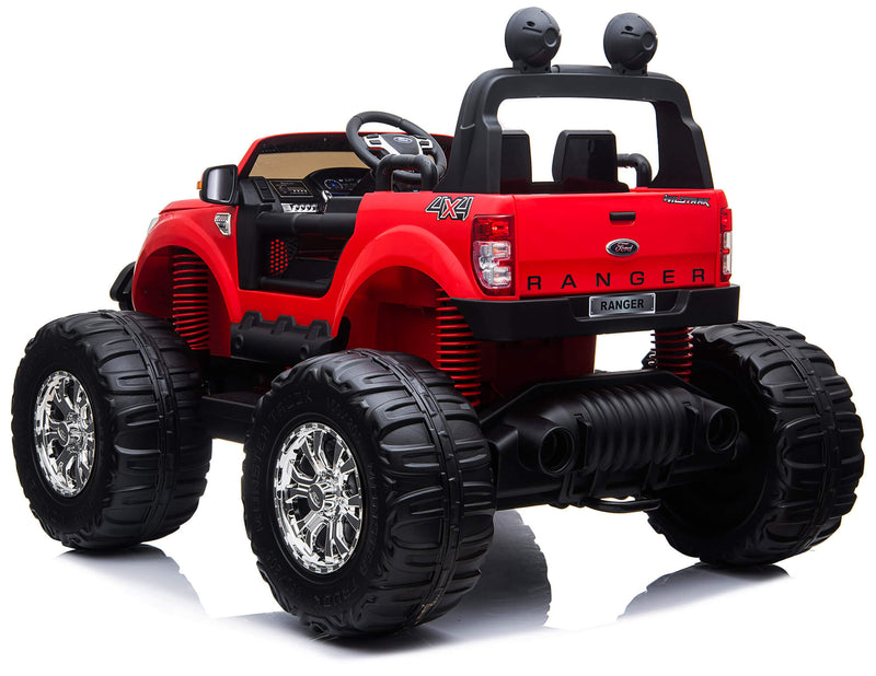 Macchina Elettrica per Bambini 2 posti Fuoristrada 24V con Licenza Ford Monster Truck 4x4 Rossa