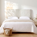 Testiera Letto Imbottita 160x10x73 cm con Motivo a Diamante in Ciniglia Bianco      