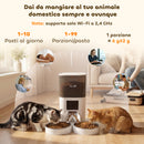 Distributore Automatico Cibo Gatti 6L WiFi 2.4G App con Timer 1-10 Pasti al Giorno 2 Ciotole in Acciaio Inox Bianco      