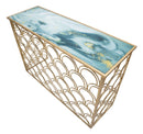 Console Arc 120x40x80,5 cm in Ferro MDF e Vetro Oro e Multicolor