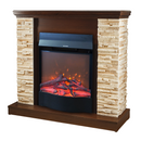 Camino Elettrico da Pavimento 90,3x98x30 cm Effetto Fiamma 1600W Rock & Corsica Noce