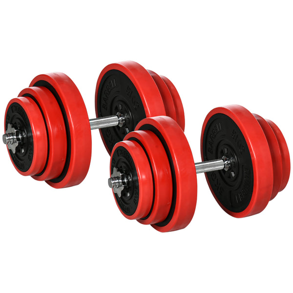 sconto Fitness-Hantelset mit 40 kg Gewichten 45 x 26 x 26 cm in Metal und Red Iron Sand