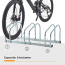 Rastrelliera Porta Biciclette 3 Posti 76x33x27 cm in Acciaio Argento