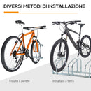 Rastrelliera Porta Biciclette 3 Posti 76x33x27 cm in Acciaio Argento