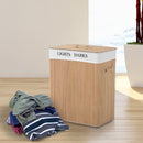 Cesta Portabiancheria 52x32x63 cm in Bambù con Coperchio e Fodera Rimovibile