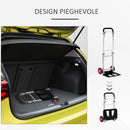 Carrello Portapacchi Pieghevole 40x41x107 cm 2 Ruote in EVA in Alluminio e Acciaio