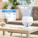 Ventilatore da Tavolo 3 Velocità 27x27x34 cm Oscillazione 70° e Inclinazione 90° Bianco