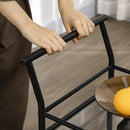 Carrello da Cucina a 2 Ripiani  in Vetro Temperato 75x40x80 cm 4 Ruote Struttura in Metallo Nero